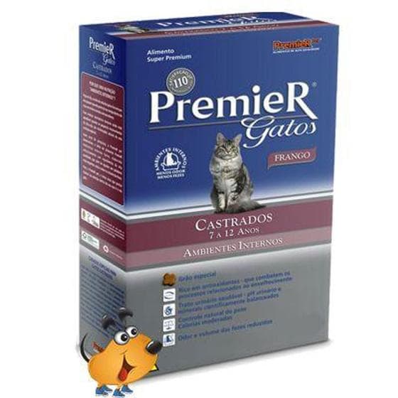 Ração Premier Ambientes Internos Gatos Castrados 7,5kg 3